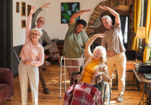 senior mobility, seniors doing stretches